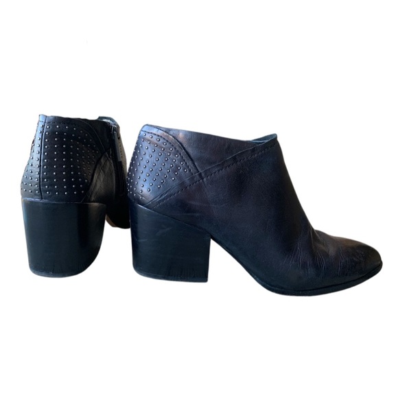 Studded Heel Black Leather Ankle Boots - Picture 2 of 12